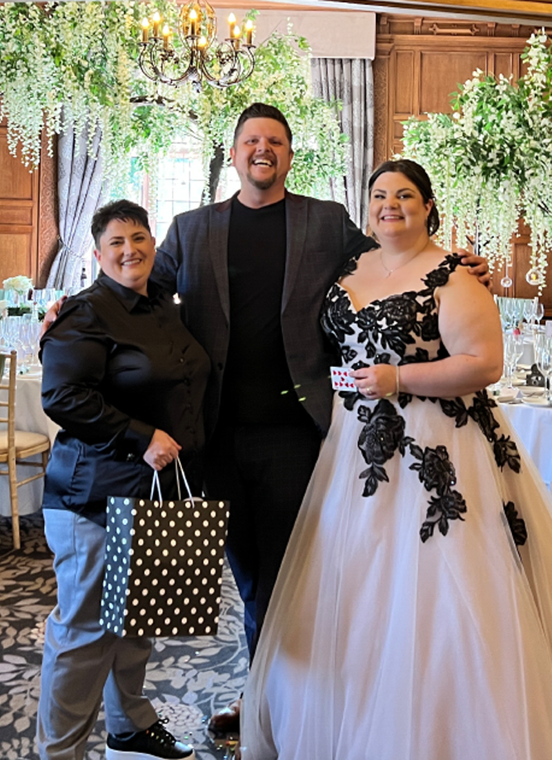 Wedding guests enjoying close-up magic